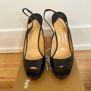 FLASH SALE🔥💥!!  Like NEW Christian Louboutin 120 Black Peep Toe Sandal size 9